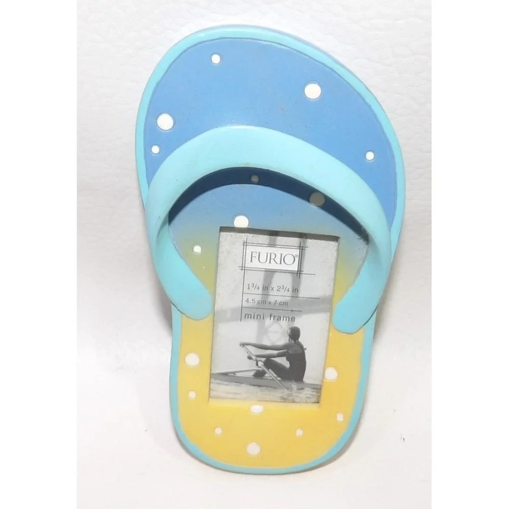 Furio Flip Flop Mini Picture Frame Blue Yellow Ombre Sandal Beach Decor